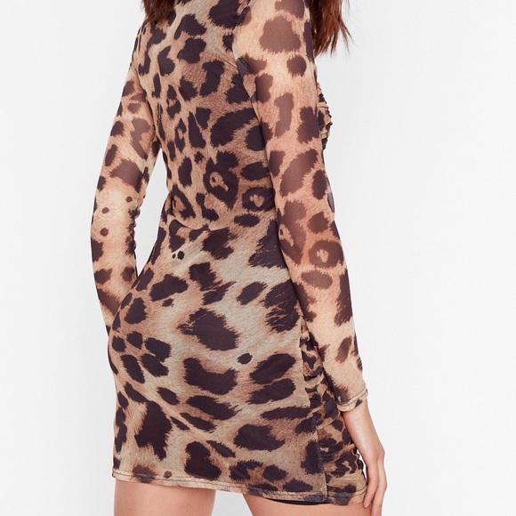 Nasty gal mesh behavior leopard square neck dress - Picture 4 of 5